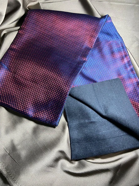 Erkek Lacivert Beyaz Çizgi Fosfor Saten İnce Kaşmir Dokulu Yumuşak Kışlık Yeni Nesil Fular Atkı - 5