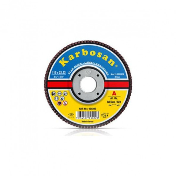 Karbosan 115 x 22 AOX 60 Kum Aluminyum Oksit Flap Disk 10 Adet