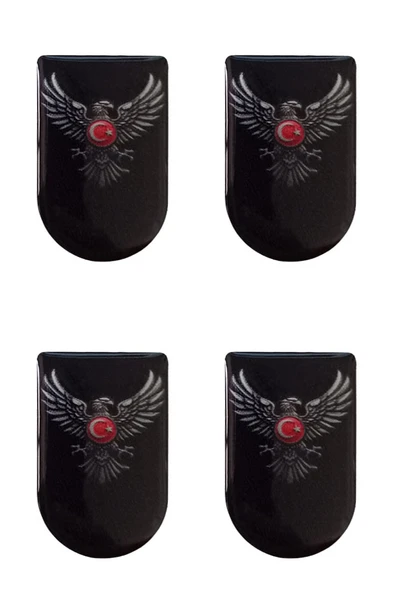 Şarjöraltı Sticker Bayrak Etiketi 4 Adet Kartal Bayrak Desenli