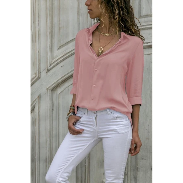 Lucky Life Kadın Dokuma Viskon Kumaş Efsane Gömlek