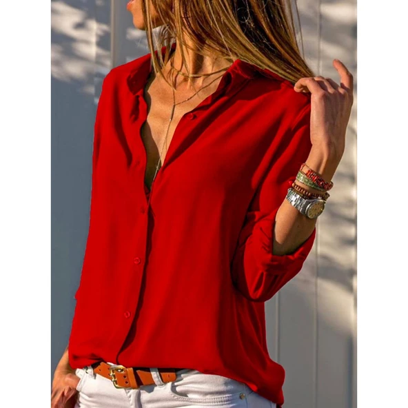 Lucky Life Kadın Dokuma Viskon Kumaş Efsane Gömlek - 2