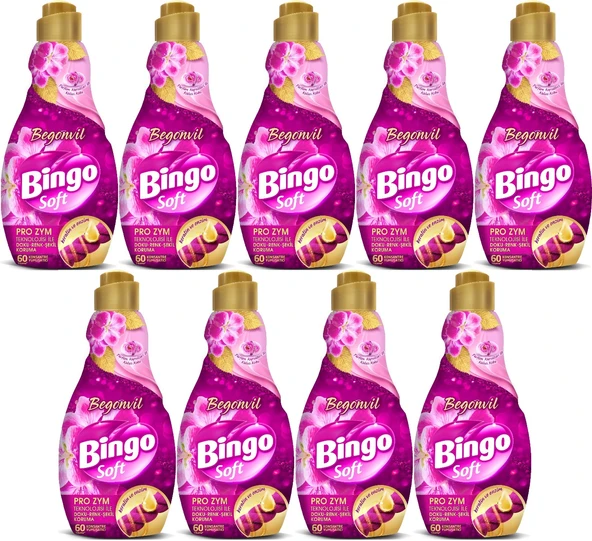 Bingo Soft Çamaşır Yumuşatıcı Konsantre 1440ML Begonvil (9 Lu Set)