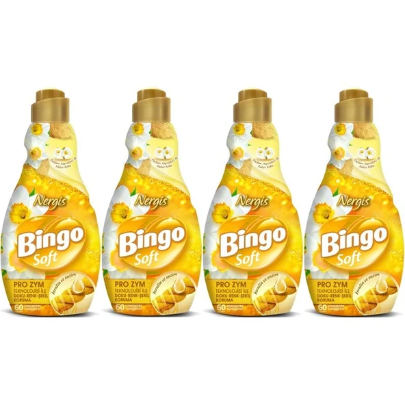 Bingo Soft Çamaşır Yumuşatıcı Konsantre 1440ML Nergis (4 Lü Set)