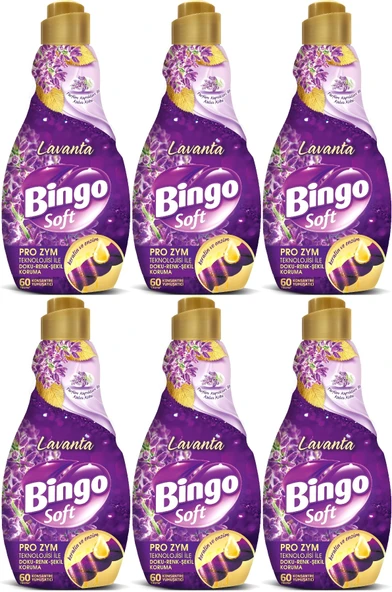 Bingo Soft Çamaşır Yumuşatıcı Konsantre 1440ML Lavanta (6 Lı Set)