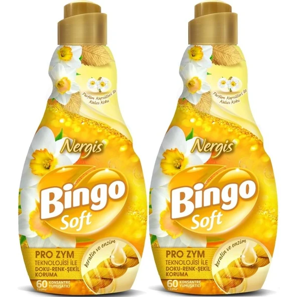 Bingo Soft Çamaşır Yumuşatıcı Konsantre 1440ML Nergis (2 Li Set)