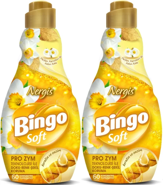 Bingo Soft Çamaşır Yumuşatıcı Konsantre 1440ML Nergis (2 Li Set)