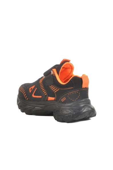 Aspor Siyah Turuncu Cırtlı Fileli Unisex Çocuk Spor Ayakkabı - 4