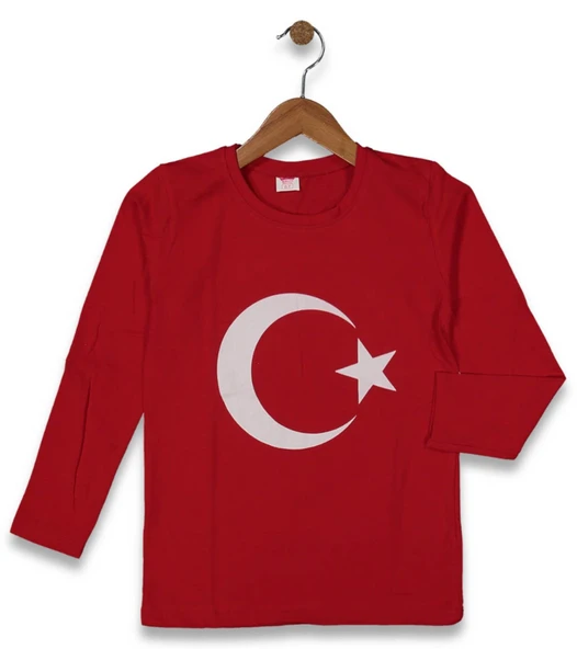 Çocuk Bayrak Baskılı Uzun Kol Tişört BGL-ST04462 - 2