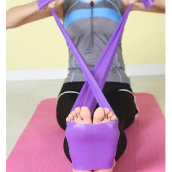 Leyaton Pilates Bandı Jimnastik Plates Lastiği 150x15 Cm Egzersiz Aerobik Bant 1 Adet Mor - 2
