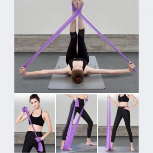 Leyaton Pilates Bandı Jimnastik Plates Lastiği 150x15 Cm Egzersiz Aerobik Bant 1 Adet Mor - 4