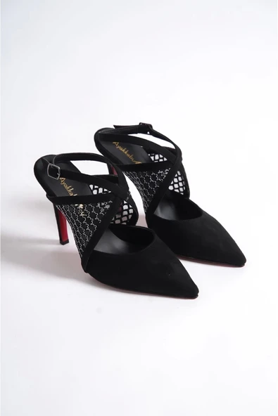Kadın Moda File Detaylı Özel Tasarım İnce Topuklu Ayakkabı Stiletto Şık ve Zarif Abiye Ayakkabı - 4