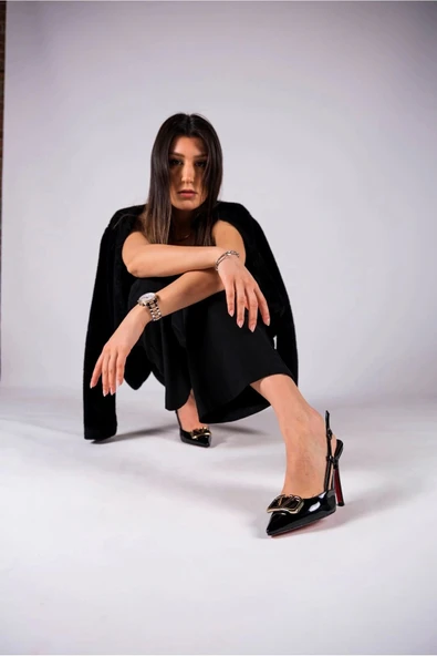 Kadın Moda V Toka Detay İnce Topuklu Ayakkabı Şık ve Zarif Abiye Ayakkabı - 4