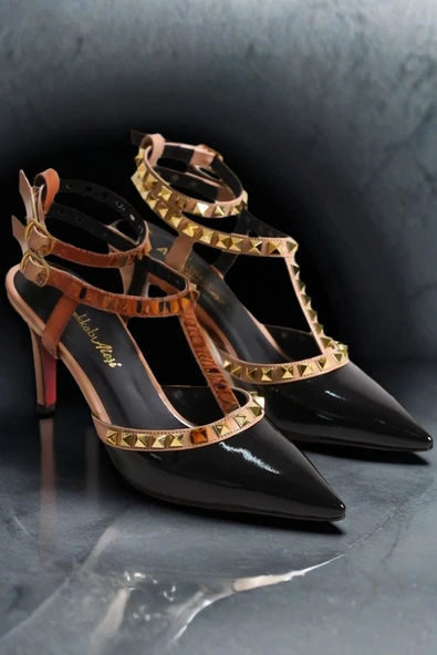 Kadın Moda Troklu Özel Tasarım İnce Topuklu Ayakkabı Stiletto Şık ve Zarif Abiye Ayakkabı