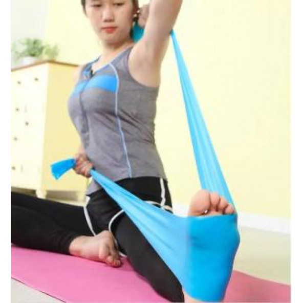 Leyaton Pilates Bandı Jimnastik Plates Lastiği 120x15 Cm Egzersiz Aerobik Bant 1 Adet Mavi - 2