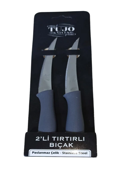 Tujo Knives 2'li Tırtırlı Bıçak Seti - Gri