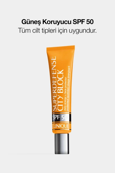 CLİNİQUE Superdefense™ City Block SPF 50 Günlük Güneş Koruyucu Krem 40ml	 | UVA/UVB koruma, Tere Dayanıklı