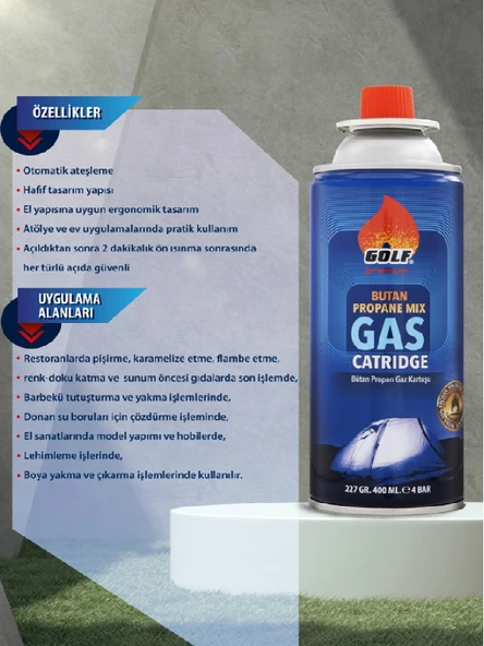 Golf Butane Propan Kamp Gaz Kartuşu 227g / 400ml - 2