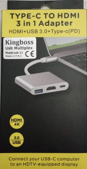 TYPE-C HDMI 3 İN 1 ADAPTER Hdmı Usb 3.0 Çevirici Dönüştürücü Adaptör - 2