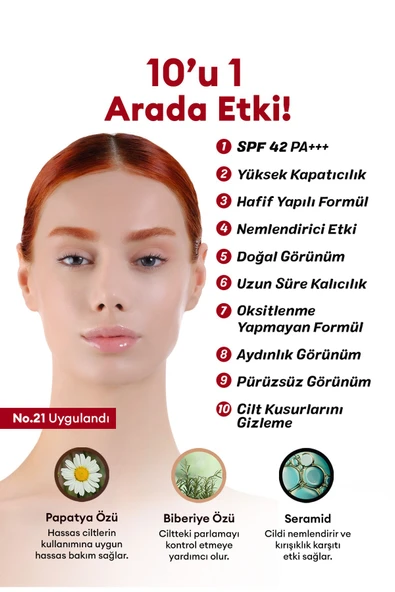MİSSHA Mükemmel Kapatıcılık Sunan Çok Fonksiyonlu M Perfect Cover BB Cream Ex SPF42/PA+++ No.21 (20ml) - 2