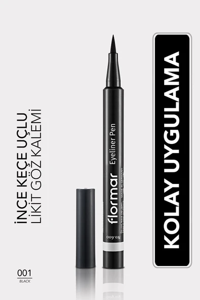FLORMAR Yarı Mat Bitişli Eyeliner (SİYAH) - Eyeliner Pen - 001 Black - 8690604109609