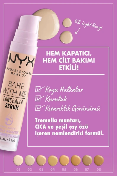 NYX PROFESSİONAL MAKEUP Bare With Me Kapatıcı Serum 02 Light Concealer - 4