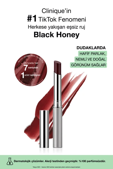 CLİNİQUE Almost Lipstick Ruj - Black Honey 1.9g | Parlak, Nemli Ve Doğal Görünüm