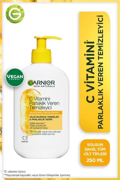 GARNİER C Vitamini Parlaklık Veren Temizleyici 250 ML (C Vitamini + Gliserin)