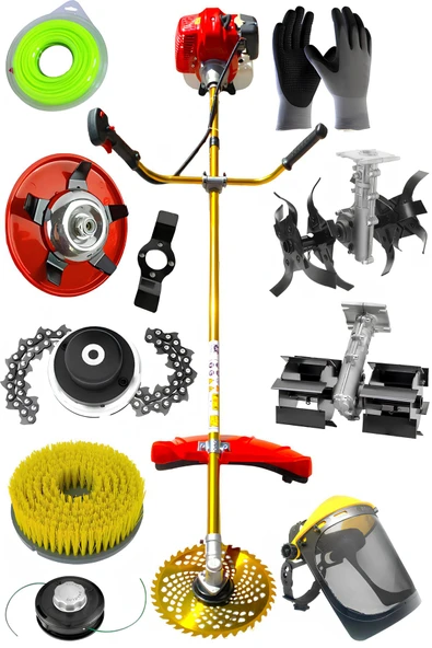 ABLACKS Benzinli Yan Tırpan Çift Çapa Aparatı 8’li Bahçivan Seti ürün görseli