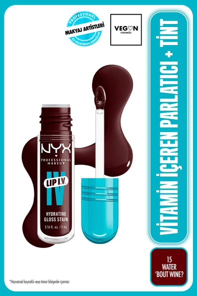 NYX PROFESSİONAL MAKEUP LIP I.V. Vitamin İçeren Parlatıcı + Tint - 15 Water 'Bout Wine?