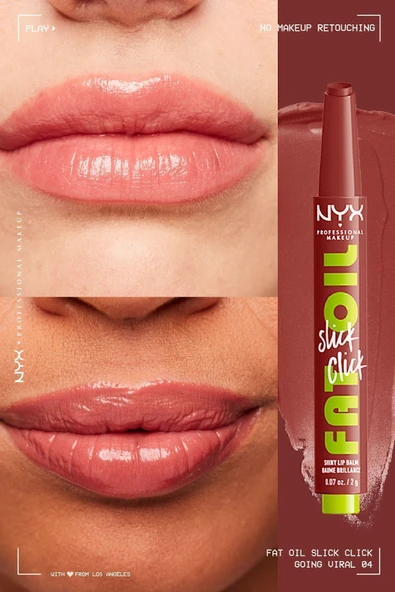 NYX PROFESSİONAL MAKEUP Fat Oil Slick Click Parlatıcı Nemlendirici Nude Tonlu Dudak Balmı - 04 Going Viral - 3