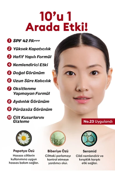 MİSSHA Mükemmel Kapatıcılık Sunan Çok Fonksiyonlu M Perfect Cover BB Cream Ex SPF42/PA+++ No.23 (20ml) - 2