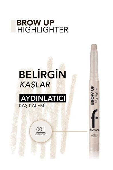 FLORMAR Asansörlü Aydınlatıcı Kaş Kalemi Gümüş -brow Up Highlighter Pencil-001 Diamond-8682536072434 - 3