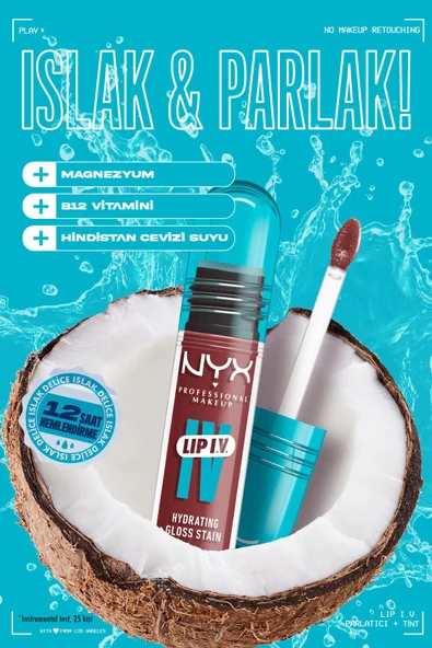 NYX PROFESSİONAL MAKEUP LIP I.V. Vitamin İçeren Parlatıcı + Tint - 08 Drippin' In Rose - 6