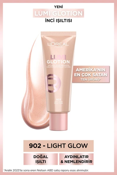 L'OREAL PARİS Glotion All-in-one Doğal Işıltı 902 - Light Glow 40 ml Highlighter, Likit Aydınlatıcı