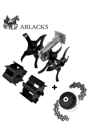 ABLACKS Çift Toprak Çapalama Aparatı Sırt –Yan Uyumlu 26MM 7 Diş + Zincirli Başlık
