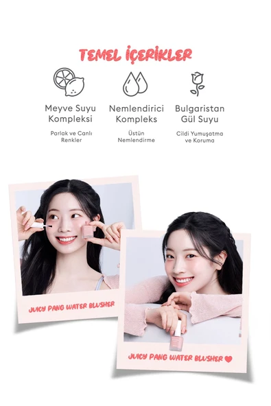 MİSSHA Meyve Kokulu, Nemlendirici, Doğal Görünümlü Sıvı Allık A'pıeu Juicy-pang Water Blusher (RD01) - 2