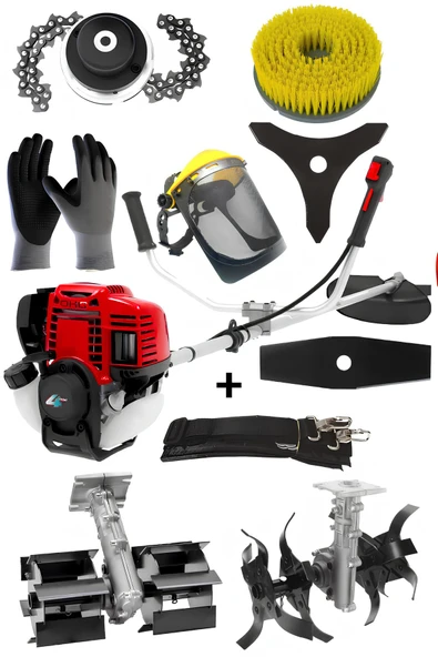 ABLACKS 4 Zamanlı Profesyonel Yan Tırpan + Çift Çapa Aparatı + 6’Lı Bahçivan Seti ürün görseli