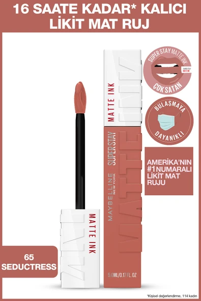 MAYBELLİNE NEW YORK Super Stay Matte Ink Unnude Likit Mat Ruj - 65 Seductress - Nude 5 ml