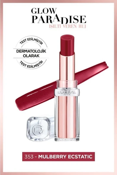 L'OREAL PARİS Glow Paradise Balm-in-lipstick - Işıltı Veren Bordo Tonlu Ruj 353 Mulberry Ecstatic