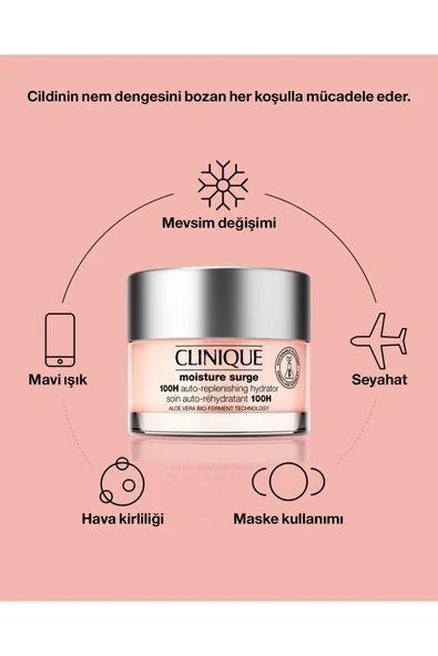CLİNİQUE Moisture Surge™ 100 Saat Etkili Nemlendirici Yüz Kremi 30ml | Aloe Vera Bioferment, Hyalüronik Asit - 5