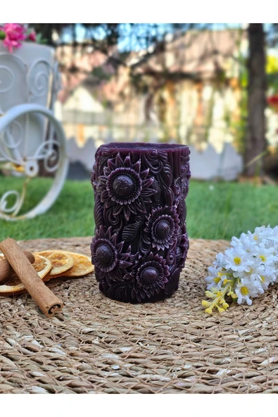 Güneş Çiçeği Papatya Temalı Dekoratif Hediyelik Kokulu Mum - 3