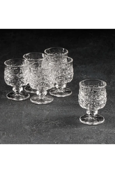 Balık Sırtı Desenli Kahve Yanı Su Bardağı 6'lı Set (5x7 cm) - 3