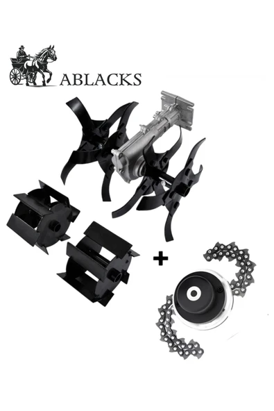 ABLACKS Çift Toprak Çapalama Aparatı Sırt –Yan Uyumlu 26MM 9 Diş + Zincirli Başlık