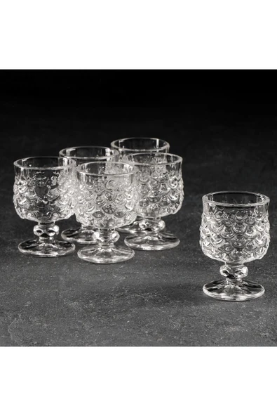 Balık Sırtı Desenli Kahve Yanı Su Bardağı 6'lı Set (5x7 cm) - 2