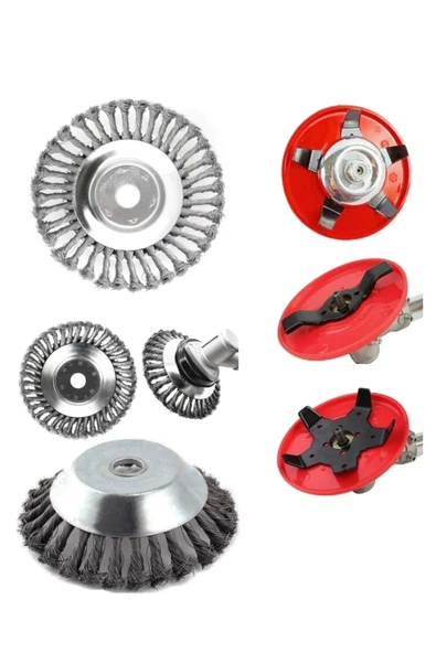 ABLACKS Tırpan Toprak Karıştırıcı (2 Adet Bıçak) Telli Fırça 2’Li Bahçivan Seti ürün görseli