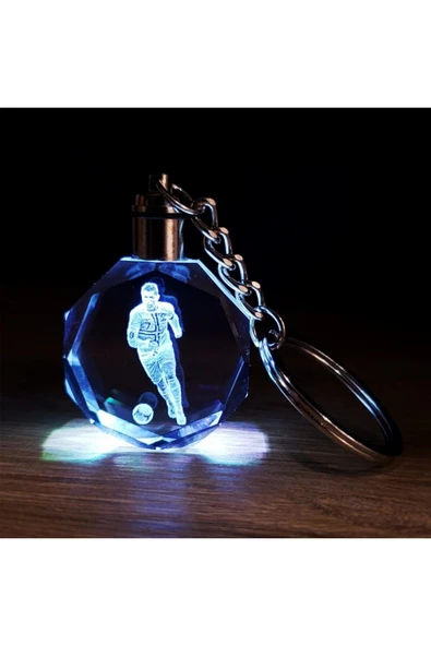 Futbol Tasarımlı Kristal Işıklı Anahtarlık