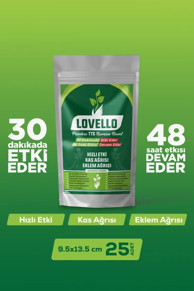 LOVELLO Kinesio Korea Ginseng Ağrı Bandı Kas ve Eklem Isıtıcı Rahatlatıcı Bant 25 Adet - 2