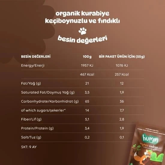 Humm Organik Keçiboynuzlu Ve Fındıklı Vegan Kurabiye 55 Gr - 5