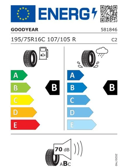 Goodyear 195/75 R16C 107/105R Efficientgrip Cargo MOV Oto Yaz Lastiği ( Üretim : 2024 ) - 2