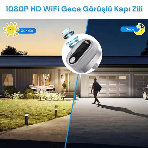 YECO PD-10 Akıllı Görüntülü Kapı Zili – Kablosuz, Tuya Uyumlu, 1080P Güvenlik Kameralı Zil - 6